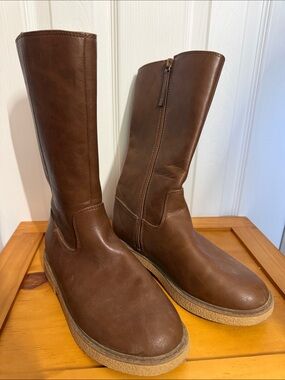 Cat & Jack Brown Leather Tall Zip Kids Boots